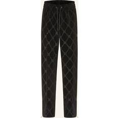 HUGO Relaxed-fit velvet tracksuit bottoms with signature chain pattern