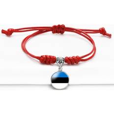Red Bracelets Veishet (Estonia) Trendy Red Bracelet With Timeless Gem European Country Flags Unisex Mixed Material