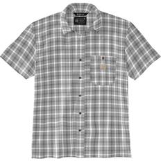 Carhartt Shirts Carhartt Men's Force Sun Defender Relaxed Fit Lightweight Short-Sleeve Plaid Shirt, Gray