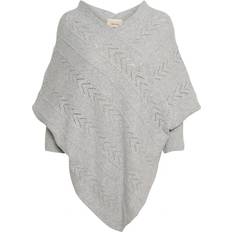 Bianco Poncho Cream Crholiday Knit Poncho Strik 10610828 Light Grey Melange (ONE)