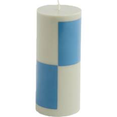 Hay Column Candle Small Grey And Blue 15 cm Grey-blue Stearinlys