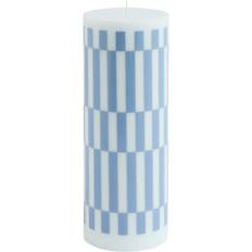 Velas y Accesorios Hay Column Block Large 25 cm Light Blue-Dusty Blue Check Candle