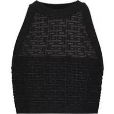 Balmain Dame Toppe Balmain PB Labyrinth Polyester Strikbluse - Sort