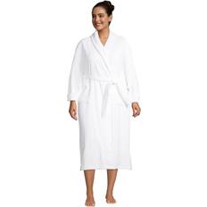 Underwear Lands' End Women's Long Sleeve Cotton Spa Bath Robe White Regular