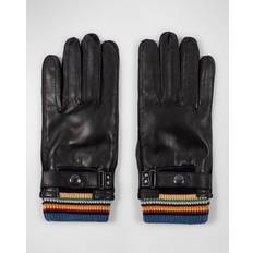 Cuir Gants et Moufles Paul Smith Signature Stripe Cuff Leather Glove - Black