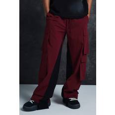 Cargo Pants - Red boohooMAN Mens Trippie Redd Elasticated Waist Relaxed Technical Stretch Cargo Pants