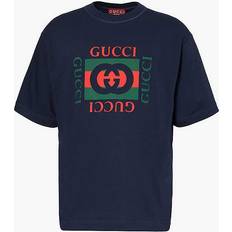Gucci Mens Navy Mc Brand-print Regular-fit Cotton-jersey T-shirt