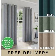 Grey - Linen Curtains Enhanced Living Austin Eyelet Blackout Curtains 117 cm x 137 cm