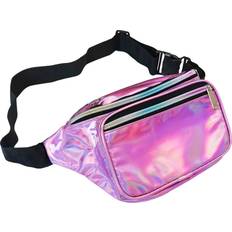 Bags HotMax Holographic Fanny Pack,Waist Pack for Women Men, Festival Party Rave Shiny Fashion Waist Bag for Travel Hiking Camping Sport, 90s Accessories(Purple)