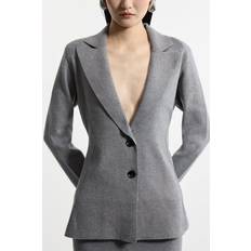Karen Millen M Jackets Karen Millen Wool Look Tailored Knit Jacket Grey Marl
