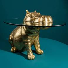 Glasses Small Tables WERNS Hippo Patty Potamus Gold/Transparent Small Table 50x65cm