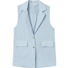 Azul Chalecos Acolchados Name it mädchen long-weste leinen gr. 122-164 nkffalinnen waistcoat chambray blue 134/140