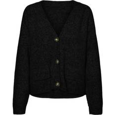 Noir Cardigans Vero Moda boxy knitted cardigan with pockets in black