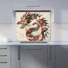 Handwash Splash Guards Majestic Chinese Dragon Swirl Kitchen Splashback 700 mm x 650 mm - Multi Splash Guard