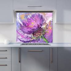 Splash Guards on sale Abstract Thistle Explosion Kitchen Splashback - Black - 600 mm x 600 mm Splash Guard 60cm