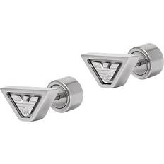 Emporio Armani Stainless Steel Logo Stud Earrings