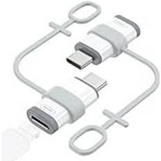 Iphone charger lightning MoKo Lightning Female to USB C Male Adapter 2 Pack, Type C Charger Connector for iPhone 15 Pro Max Plus, iPad, iPhone to USB C Adapter Support Charging/Data Transfer, NOT for Audio/OTG, White Gray