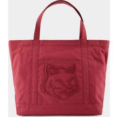 Rojo Bolsos de compras Maison Kitsuné Rød Skinn Shopper Bag med Lerret Stropp Red ONE Size