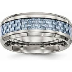 Blue - Wedding Rings Stainless steel blue carbon fiber 8mm wedding band ring