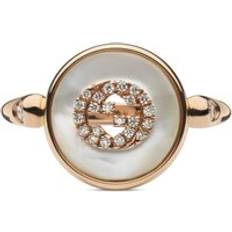 Gucci Rose Gold Rings Gucci Women's Interlocking 18ct Rose Gold Diamond Ring Rose Gold/White