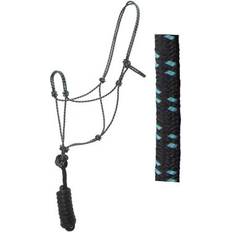 Turquoise Horse Halters Basic Two-Toned Poly Rope Halter w/Lead Black