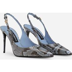 Heels & Pumps Dolce & Gabbana Python Skin Slingbacks Woman Pumps And Slingback Light Blue