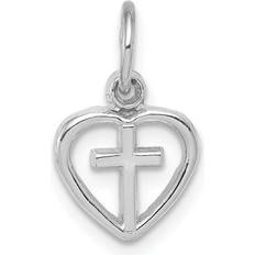 White Gold Charms & Pendants Bagatela 14K White Gold Cross in Heart Charm