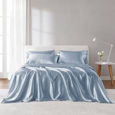 Bed Linen Madison Park Essentials MPE20-1131 Satin Luxury Set Bed Sheet Blue