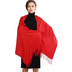 Winter Red Pashmina Shawls Wraps - Red
