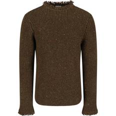 Burberry Homme Vêtements Burberry Fringe Trim Crewneck Wool Sweater - Olive