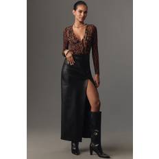 Good American Skirts Good American Faux-Leather Maxi Slit Skirt Black