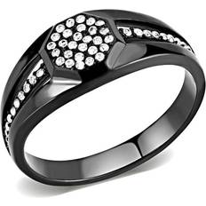 Black Rings Precious Stone Men IP Black Stainless Steel Ring with AAA Grade CZ in Clear