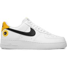 Air Force '07 LV8 Full Grain Leather Unisex Low-Top Trainers White Black Dark Sulfur 13.5 Women Men x