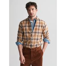 Linen Shirts Gant Jaspe Flannel Plaid Shirt - Caramel Beige/Cream