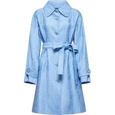 Dolce & Gabbana Blue Coats Dolce & Gabbana Belted Coats, female, Blue, Floral Jacquard Blue Coat