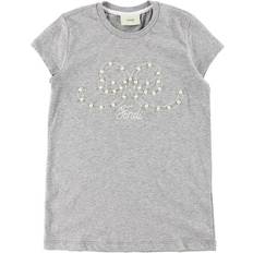 Kids T-shirt - Gråmelerad m Pärlor