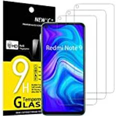 New'C 3 Pack, skärmskydd i glas för Xiaomi Redmi Note 9, Redmi 10X, bubbelfri, 9H hårdhet, 0,33 mm ultratransparent, ultrabeständigt härdat glas