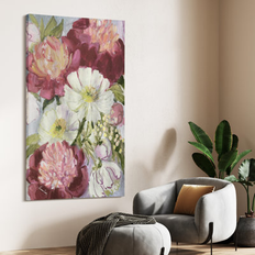 Pink Framed Art Empire Art Direct Floral Symphony A Burst Of Flowers Wrapped Canvas Wall 60" H x 40" W Framed Art