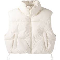 Bershka Veste Bershka Cropped og ecrufarvet vest nylon firkantet pasform-Neutral