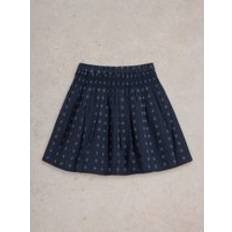 Cotton Skirts White Stuff Kids' Celeste Dobby Print Skirt, Dark Navy