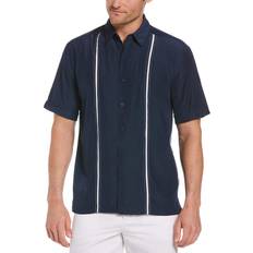 Men - Rayon Shirts Cubavera Men's Big & Tall Short Sleeve Insert Panels With Pickstitch Shirt, Dress Blues, Tall