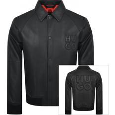 HUGO BOSS Outerwear HUGO BOSS Bomber Jackets, male, Black, Men's Leather Bomber Jacket Black