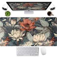 Luckycow Vintage Floral Desk Mat XXL Large Gaming Mouse Pad 31.5 x 15.75 in