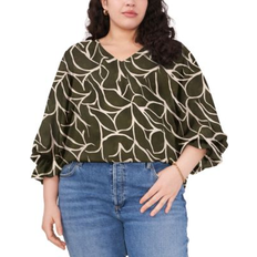 Blouses Vince Camuto Plus Printed 3/4-Sleeve Blouse, Created for Macy's Military (1X)