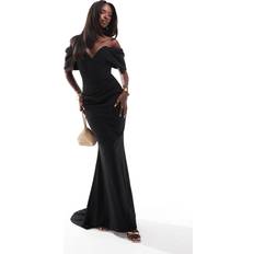 Goddiva Off The Shoulder Draped Sleeve Maxi Dress Black