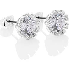 Newbridge Silverware Flower Earrings Clear Stones