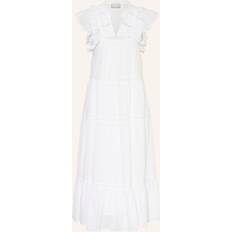 Neo Noir Voile Maxi Dress with Ruffle - White