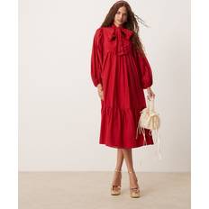 Sister Jane Debut Bow Neck Midi Dress, Red