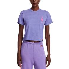 Aviator Nation Bolt Boyfriend Cropped Tee Lavendar and Pink