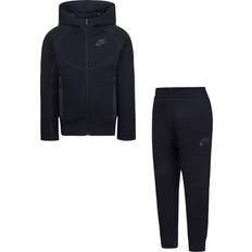 Tracksuits NIKE Little Kid's Sportswear Tech Fleece Full Zip Hoodie Set - Black (86L050-023)